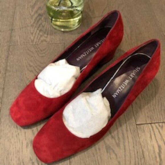 Stuart Weitzman Suede Leather Shoes Red Size 9 - Picture 2 of 4